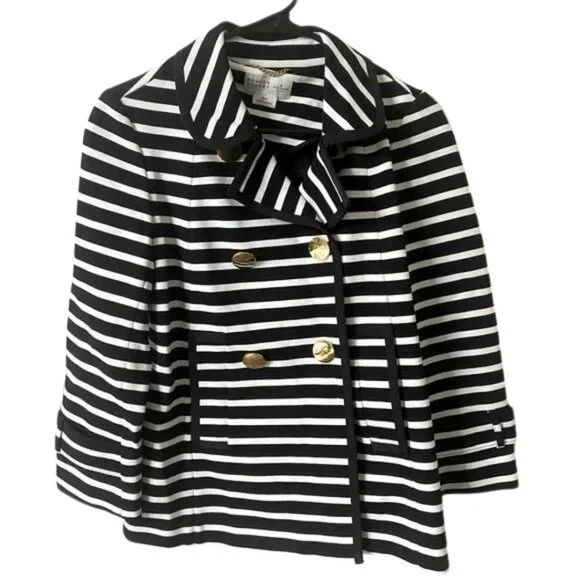 Kate Spade Broome Street Striped Size 2 Gold Button Blazer/Jacket Front Pockets - Picture 1 of 13